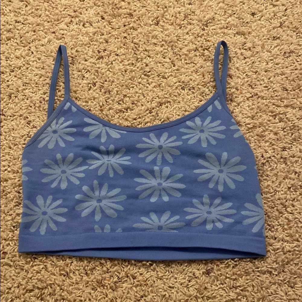 Blue Floral Women's Top, open back